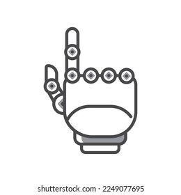 Vector Outline Flat Futuristic Technologies Icon with Mechanical Robot Arm or Hand with Index finger.