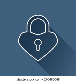 Vector outline flat lock heart icon. Eps10