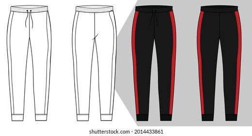 vector outline or flat sketch of track pant