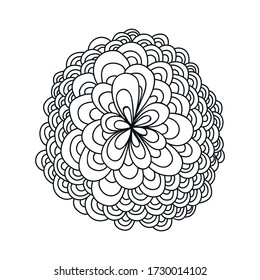 Vector outline flower in doodle style isolated on white background. Floral design element.