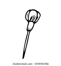Vector outline, flower and leaves in black isolated on white background. Flora for postcards.