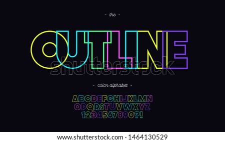 Vector outline font neon line style trendy typography. Cool vintage typeface for decoration, logotype, poster, t shirt, book, card, banner, printing on fabric, industrial. Modern alphabet. 10 eps