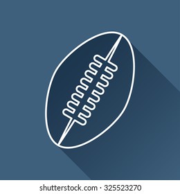 Vector outline football icon on dark blue background with long shadow 