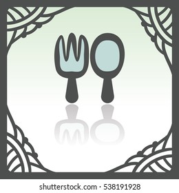 Vector outline fork and spoon icon in hand drawn frame. Elements for mobile concepts and web apps. Modern infographic logo and pictogram.
