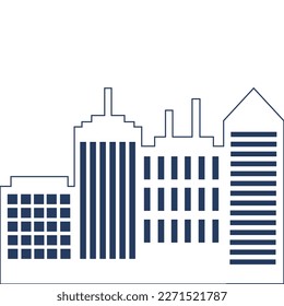 vector outline of four buildings in a city suitable for background, icon, symbol etc