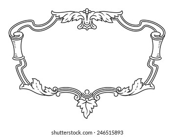 Vector outline frame, elegant vignette, design element and page decoration