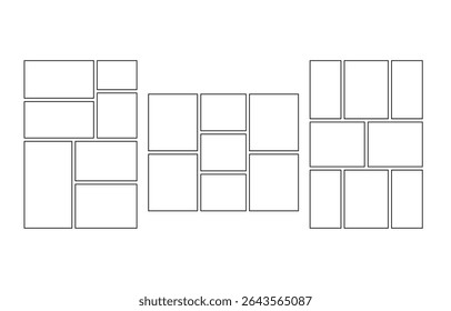 Vector outline frame, grid. Templates mosaic frames illustration. Vector rectangle mood board.