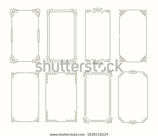 Vector outline frame\
set. Simple abstract decorative border collection in vintage style\
for invitation design