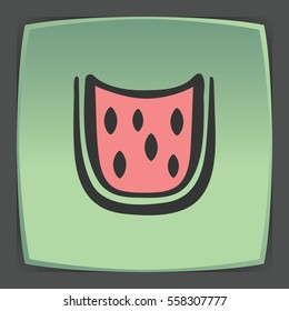 Vector outline fruit food icon on green flat square plate. Elements for mobile concepts and web apps. Modern infographic logo and pictogram.