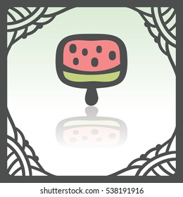 Vector outline fruit ice cream lolly food icon in hand drawn frame. Elements for mobile concepts and web apps. Modern infographic logo and pictogram.