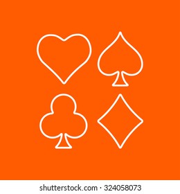 Vector outline game casino cards suit icon on color background 