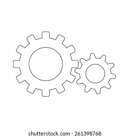 Vector Outline Gear Icon. Cogwheel Connection