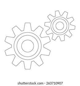 Vector outline gears icon. Cogwheel connection