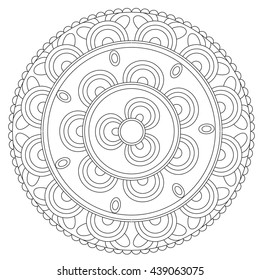 Vector outline geometric flower mandala for coloring. Decoration round ornament 