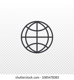 Vector outline globe icon. Simple earth symbol. Element for design interface website or app