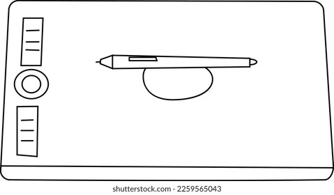 Vector outline graphic tablet drawing
