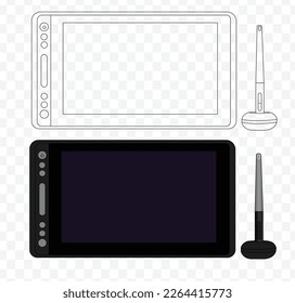 Vector outline graphic tablet for drawing by artist and designer.