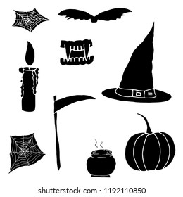Vector outline for halloween silhouettes icons