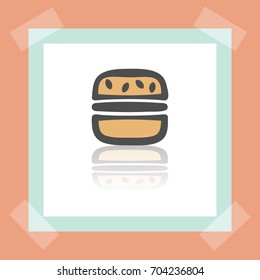 Vector outline hamburger fast food icon on white sticker. Elements for mobile concepts and web apps. Modern infographic logo and pictogram.