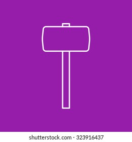 Vector outline hammer icon on color background 