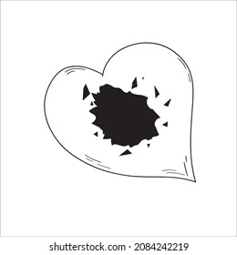 vector outline or hand image, with a deeply broken heart theme
