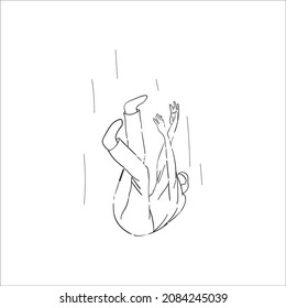 vector outline or hand image, with the theme of men falling 