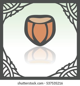 Vector outline hazelnut food icon in hand drawn frame. Elements for mobile concepts and web apps. Modern infographic logo and pictogram.