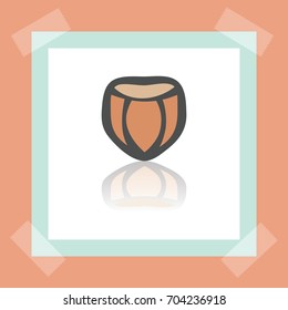 Vector outline hazelnut food icon on white sticker. Elements for mobile concepts and web apps. Modern infographic logo and pictogram.