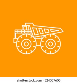 Vector outline heavy machine icon on color background 