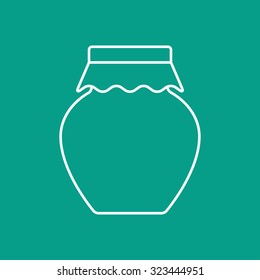 Vector outline homemade jam bottle template on color background 