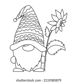 Vector Outline Honey Gnome Sunflower Spring Stock Vector (Royalty Free ...