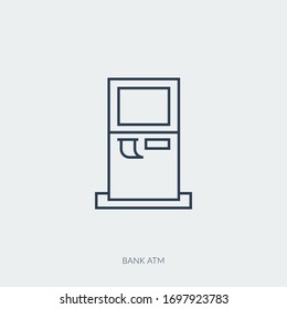 Vector outline icon of bank ATM terminal for payment