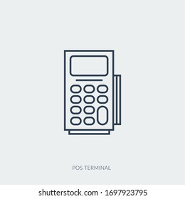 Vector outline icon of banking POS terminal for card and contactless payment