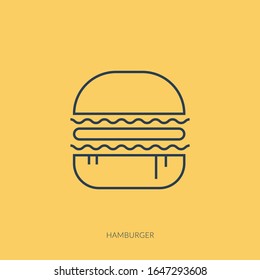 Vector outline icon of barbecue and picnic - hamburger