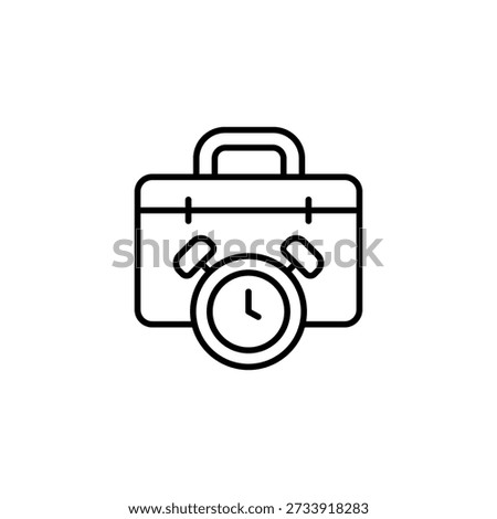 Vector Outline Icon Of Briefcase And Alarm Clock For Business Time Management