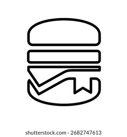 Icono de contorno de Vector de una hamburguesa. Símbolo de comida rápida, restaurantes o App de comida y Sitios web.