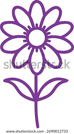 Vector outline icon of a calendula flower on a white background