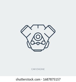 Vector outline icon of car part - car engine