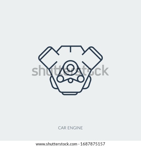 Vector outline icon of car part - car engine
