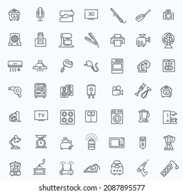 vector outline icon collection - household appliances. Electronics