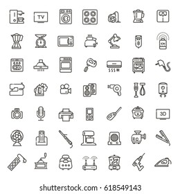 vector outline icon collection - household appliances. Electronics