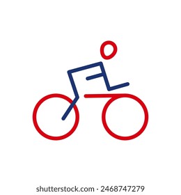 Vector outline icon of a cyclist riding a bicycle. Illustration of an athlete on a bicycle. Flat icon, pictogram. Sports events and competitions.