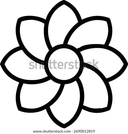 Vector outline icon of a dahlia flower on a white background