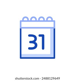 Vector outline icon depicting a calendar with the last date of the month, signifying the end of the school year.