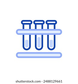 Vector outline icon depicting laboratory test tubes, flasks for chemistry lessons