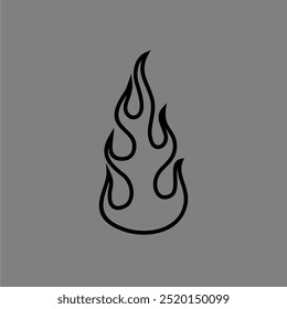 Icono del contorno del Vector, arte de la línea de fuego con el fondo gris elegante simple