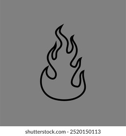 Icono del contorno del Vector, arte de la línea de fuego con el fondo gris elegante simple