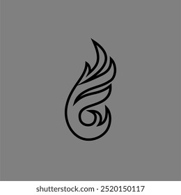 vector outline icon, fire line art with simple elegant gray background