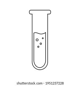 Vector outline icon  flask  with liquid and bubbles