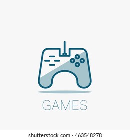 Vector outline icon. Game pad, controller, video games media channel and advertising concept.